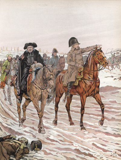 Napoleon, syklet sammen med Abbe Henriot, 1814 av Onfray de Breville Job