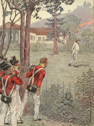 Napoleon gikk i hagen sin da han ble fanget i St. Helena av Onfray de Breville Job