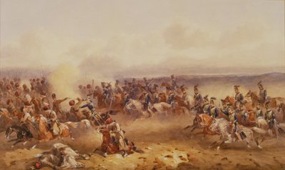 En skvadron av 10. husarer beseirer russerne ved Tsjernaya, 16. august 1855, ca. 1890 av Orlando Norie