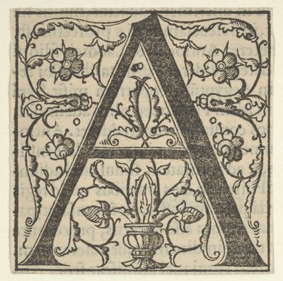 Forbokstav A med girlander, midten av 1500-tallet., midten av 1500-tallet. av Oronce Fine