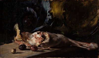 Stilleben med lammelår og kål av Oscar Gustaf Bjorck