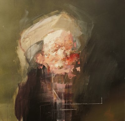 Etter Rembrandt - Selvportrett som apostelen Paulus, 2020–24 (akryl, pastell og olje på lerret) av Oscar Nin