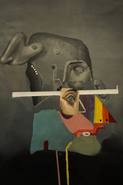 Detalj av Silly, 2021–24 (olje på lin) av Oscar Nin