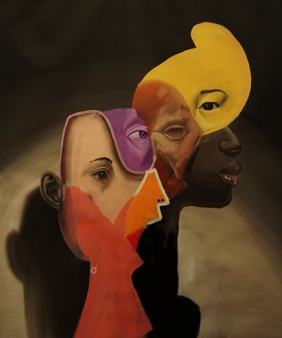 Kaleidoskop av identiteter, 2023 (olje og spraymaling på lin) av Oscar Nin