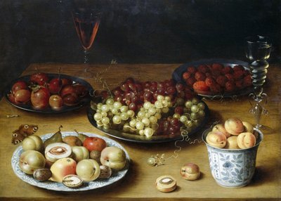 Stilleben med frukt og glass, av Osias Beert (1580-1624), olje på tre av Osias the Elder Beert