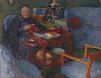 Kvinne som drikker te av Osip Emmanuilovich Braz