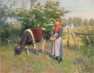 The Milkmaid, 1892 av Oskar Frenzel