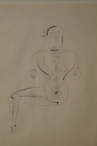 Figur fra siden: Figur H2 Sittende, 1921. av Oskar Schlemmer