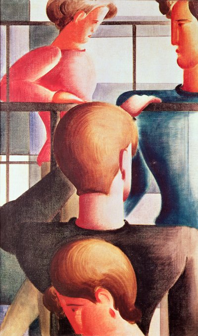 Gruppe ved et rekkverk av Oskar Schlemmer
