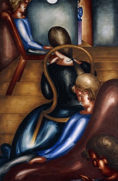 stor stillesittende gruppe 1; Stor sittegruppe 1 av Oskar Schlemmer