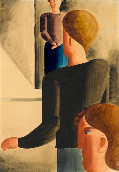 Tre figurer i rommet, enkel gest, 1928. av Oskar Schlemmer