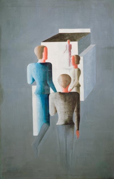 Fire figurer og en kube av Oskar Schlemmer