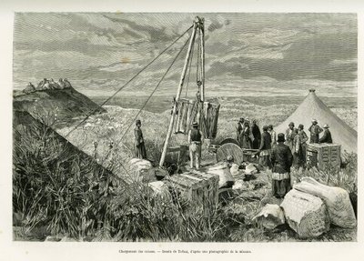Laster kassene med arkeologiske utgravninger, Persia. Gravering av Tofani, for å illustrere historien A Suse av Oswaldo Tofani