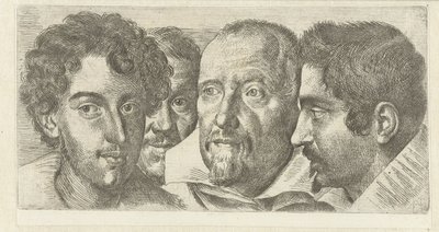 Portret van Cosimo Orsino, Cesare Bartolotti, Sigmund Laire og en selvportret av Ottavio Leoni av Ottavio Mario Leoni