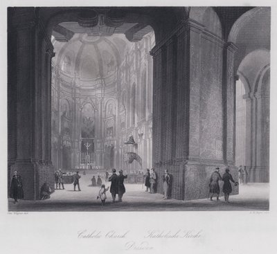 katolske kirke, Dresden (gravering) av Otto (after) Wagner