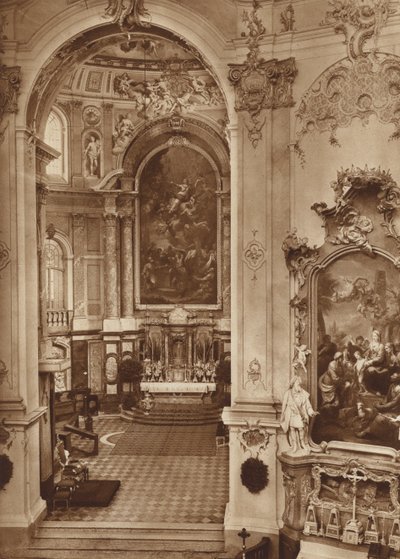Kloster-kirken i Ettal, interiøret i kirken av Otto Ballerstedt