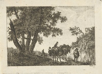 Landskap med esler og reisende av Otto Baron Howen