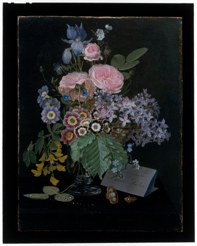 Et stilleben av blomster i en glassvase av Otto Didrik Ottesen