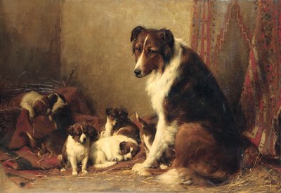 En Collie med sine valper av Otto Eerelman