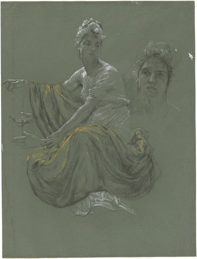 Elegant ung kvinne i klassisk draperi av Otto Greiner