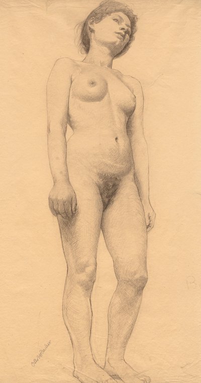 Stående kvinne naken, sannsynligvis 1878-79. av Otto H. Bacher