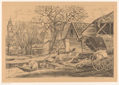 Landsby ved vannet av Otto Hanrath (signed by artist)