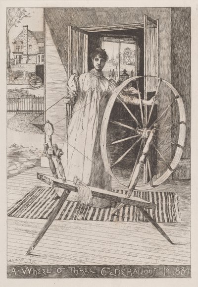 Ved spinninghjulet, ca. 1884. av Otto Henry Bacher