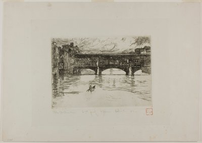 Ponte Vecchio, ødelagt plate av Otto Henry Bacher