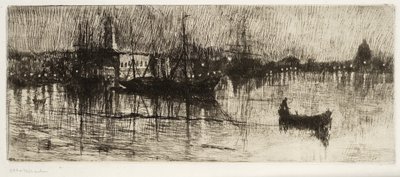 Rainy Night, ca. 1880-82 (etsing og tørrpunkt) av Otto Henry Bacher