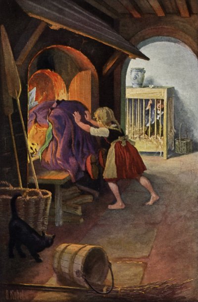 Hans og Grete (farge litho) av Otto Kubel