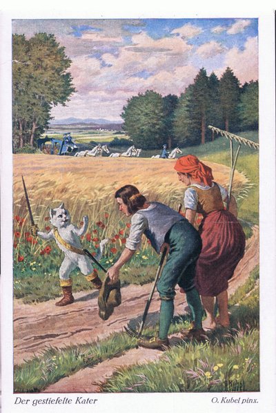 Puss in Boots (European Fairy Tale), postkort fra Tyskland av Otto Kubel