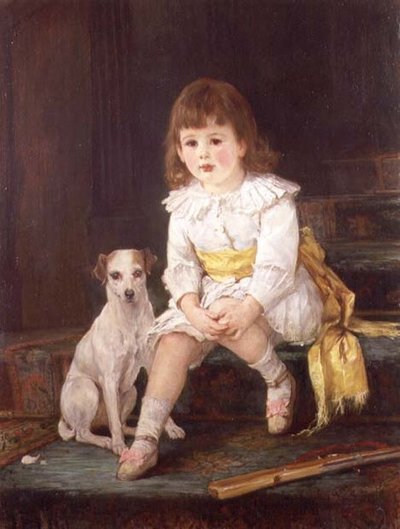 Mester Baddeley fra Derby med hunden sin av Otto Leyde