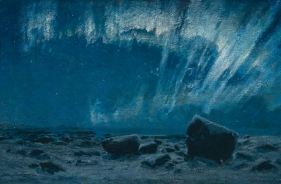 Nordlys (olje på lerret) av Otto Ludvig Sinding