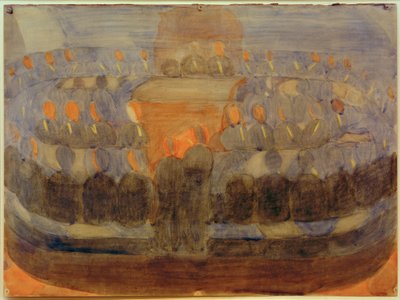 Forberedelse (bønn i spisestuen). Studie (samlet sammensetning) av Otto Meyer Amden