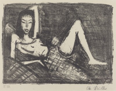 Jente på en sofa av Otto Müller