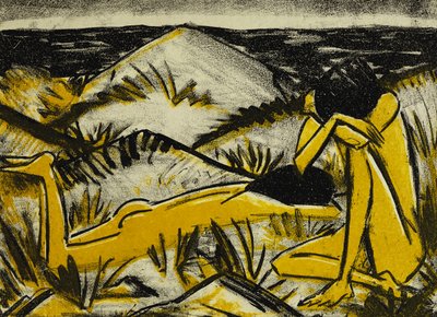 Dunes en sittende og jente liggende av Otto Mueller