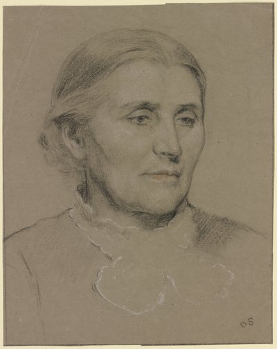 Portrett av en eldre dame vendt mot høyre av Otto Scholderer
