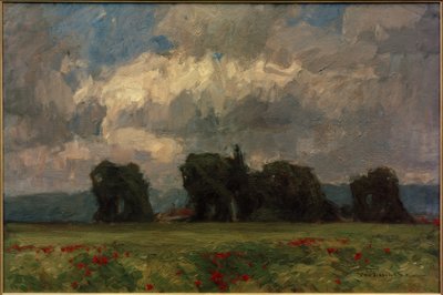 Mørkt poppellandskap med valmuer av Otto Ubbelohde