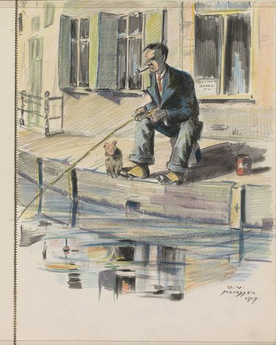 Fiskemann på en kanal i Maarssen av Otto Verhagen (I)