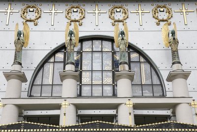 Am Steinhof kirke (kirke Leopld) designet av Otto Wagner, Wien, Østerrike (bilde) av Otto Wagner