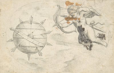 Cupid skyter piler på World Globe, 1608 eller kort tid før . av Otto van Veen.