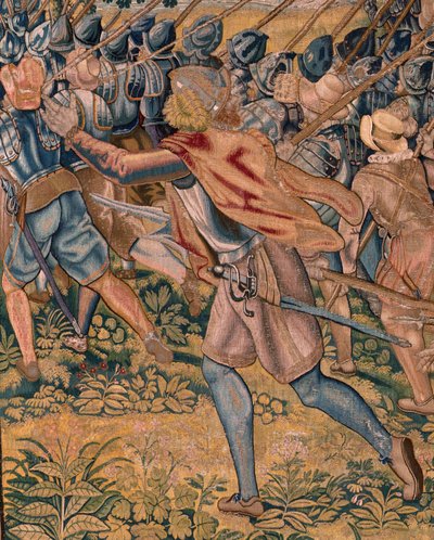 flamsk billedvev. Serietriumfer og slag av erkehertug Albert. Nattlig angrep på Ardres eller fangst av den lave byen Ardres (Asalto nocturno de Ardrés o Toma de la baja villa de Ardrés). Tredje billedvev i serien. Modell Otto van Veen og Hans I Snell av Otto van Veen