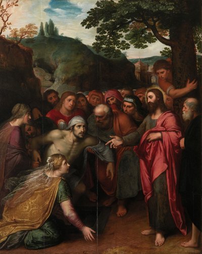 The Raising of Lazarus (olje på panel) av Otto van Veen