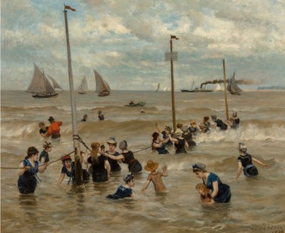 Bade ved sjøen, 1876. av Otto von Thoren