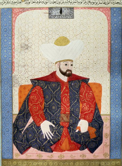 Det osmanske riket: "" Portrett av den osmanske sultanen Murad I (1326-1389)"" Miniatyr fra manuskriptet (Ms. 1973, folio 62a) "" Zubdatat-al-Tawarikh"" (Zubdat al-Tawarikh) (Creme of Stories) av historiker Seyyid Loqman Ashuri 1538. Tyrkisk og islamsk kun av Ottoman School