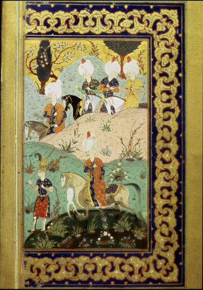 Det osmanske riket: representasjon av Sultan Selim I kalte de grusomme (1470-1520) på hesteryggen. Miniatyr fra "Divan" (diktsamling) skrevet av Sultan Selim I. (Ms. FY1330, fol. 27) 1500-tallet. Istanbul, Universitetsbiblioteket av Ottoman School