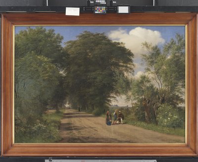 En landevei nær Vognserup Herregård, Sjælland. Maleren J.Th. Lundbye Skisser i Veikanten av P.C. Skovgaard
