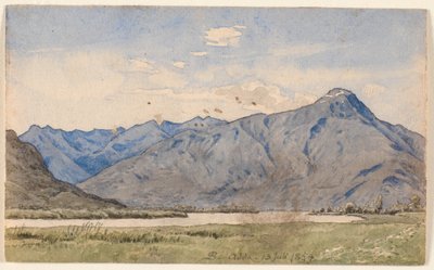 Italiensk landskap med elv og fjell. av P.C. Skovgaard