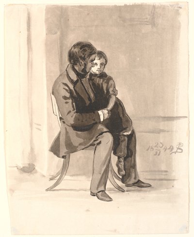 Johan Thomas Lundbye med Olympia Freund på fanget. av P.C. Skovgaard