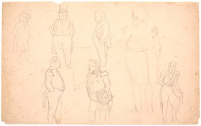 Karikatur av bl.a. SOM. Ørsted, Frederik VII, Christian VIII og trolig Frederik VI. av P.C. Skovgaard